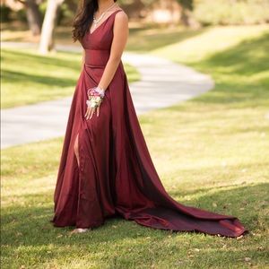 Dark Maroon Red Gown